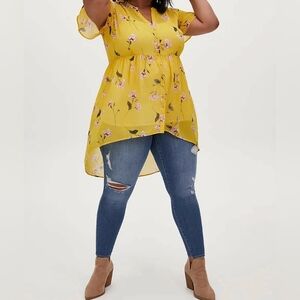 Torrid - Yellow Floral Tunic Top